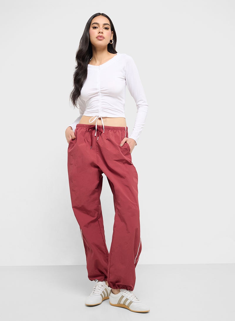 فورورد بنطلون بخصر مطاطي مخطط جانبي منسوج - Image 2