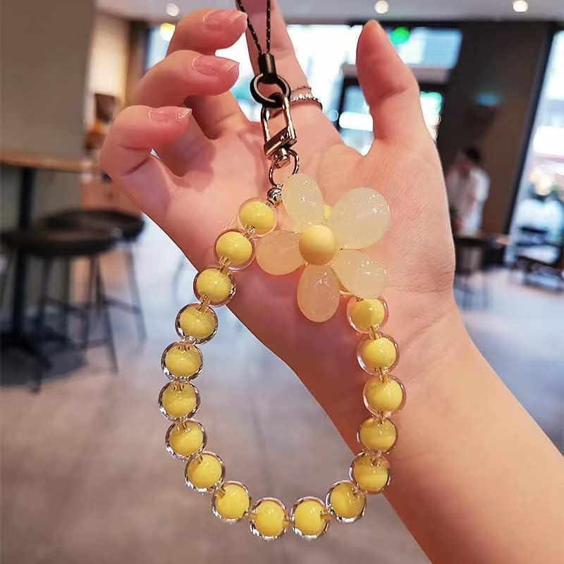 KHOLAD Pearl Charm, Detachable Wrist Strap, Hands-Free Keychain, Aesthetic Beaded Chain, Phone Case Accessories for Women Girls, White - Image 1
