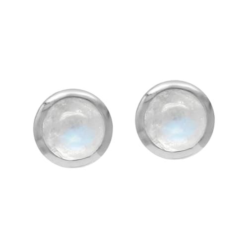 Silvershake 4mm Petite Natural Round Shape Moonstone White Gold Plated 925 Sterling Silver Stud Earrings - Image 4