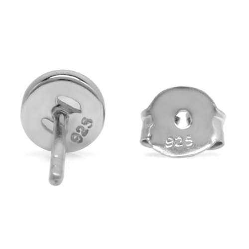 Silvershake 4mm Petite Natural Round Shape Moonstone White Gold Plated 925 Sterling Silver Stud Earrings - Image 5