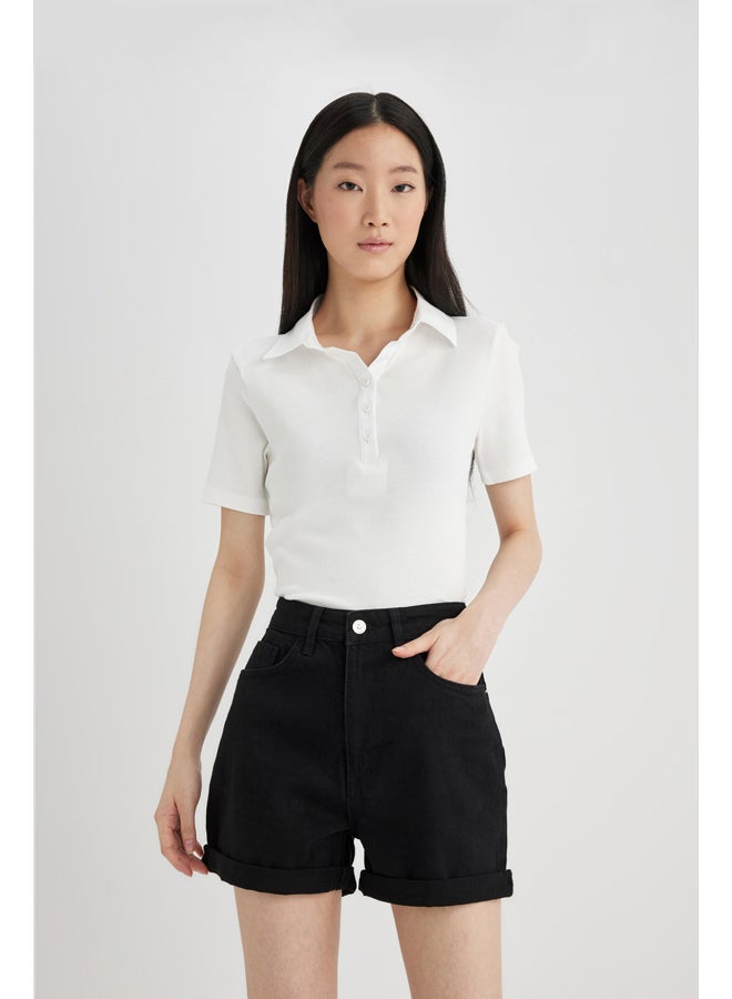 DeFacto Woman Mom Fit Denim Shorts - Image 2