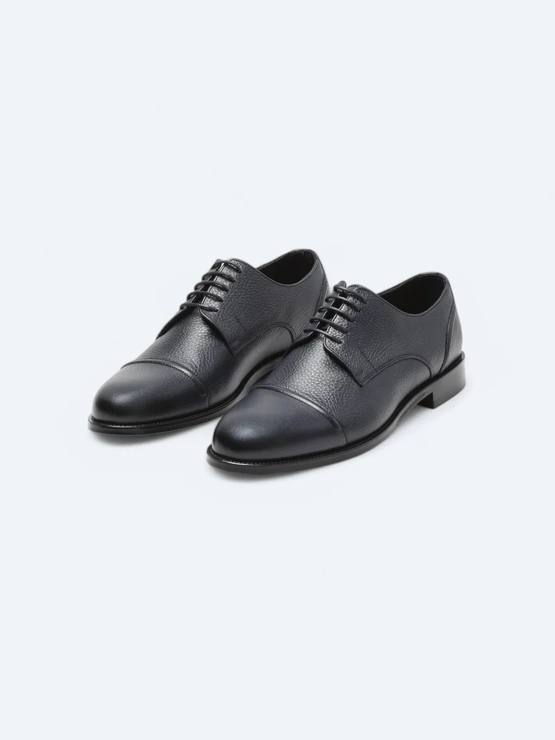 Kip Navy Blue Leather Classical Shoes