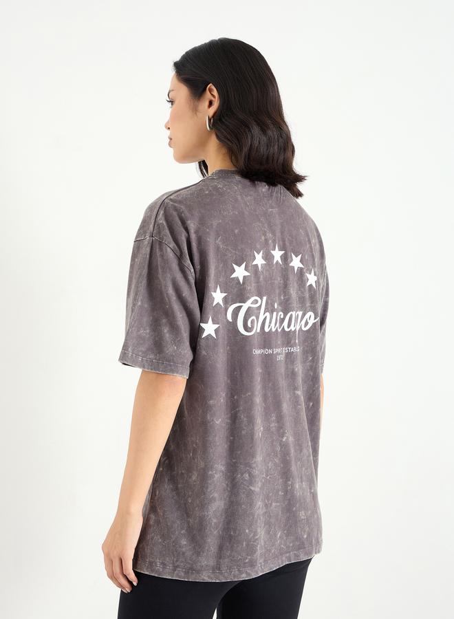 Styli Charcoal Oversized Acid Wash 100% Cotton T-Shirt - Image 5