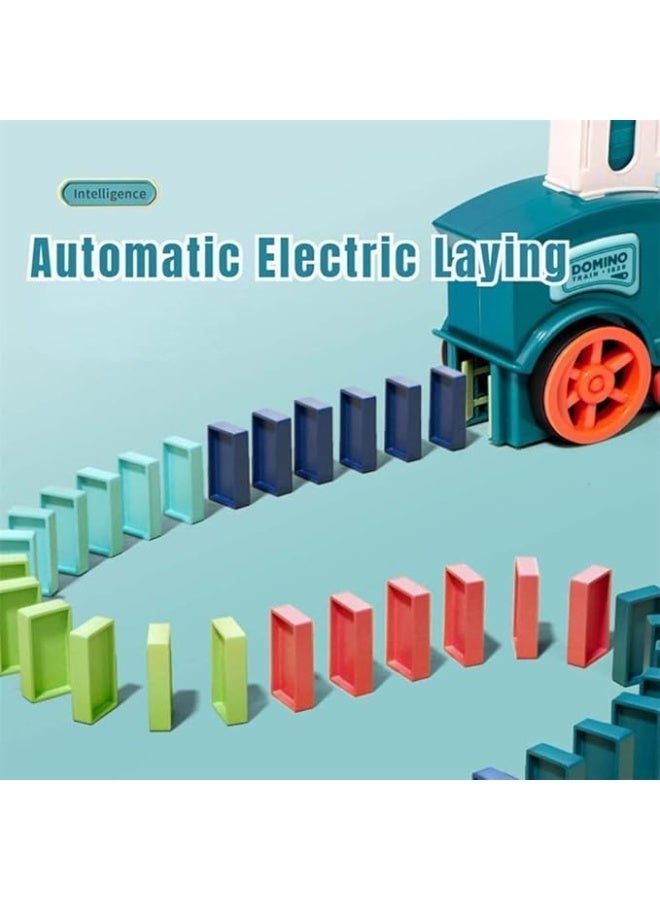 شابية مجموعة ألعاب قطار الدومينو الأوتوماتيكي، قطار كهربائي أوتوماتيكي مبتكر لوضع قطع الدومينو مع صوت، ألعاب بناء وتكديس للأطفال فوق سن 3 سنوات (120 قطعة دومينو) - Image 4