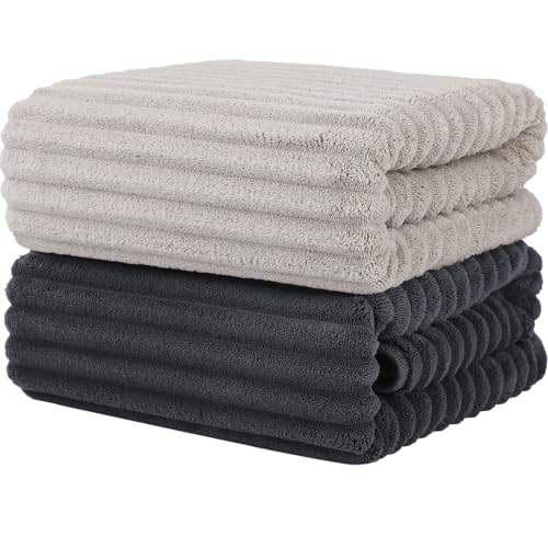 Bedvcaty Luxury 2-Piece Quick-Dry Bath Towel Set 27.5X 55 Inches – Ultra Soft Microfiber for Bathroom, Bar, Pool, Gym & Travel – Elegant Twill Design - Image 1