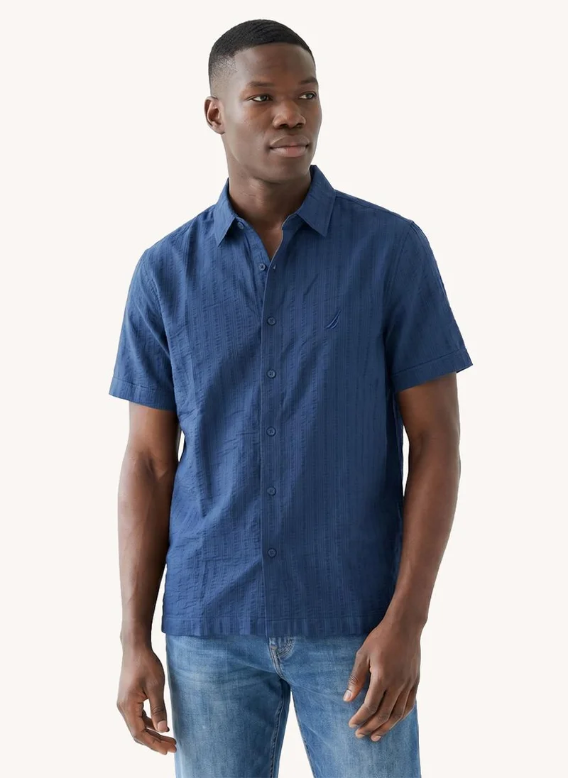 Nautica Men Regular Fit Knitted Shirt for Comfortable Styling - Navy