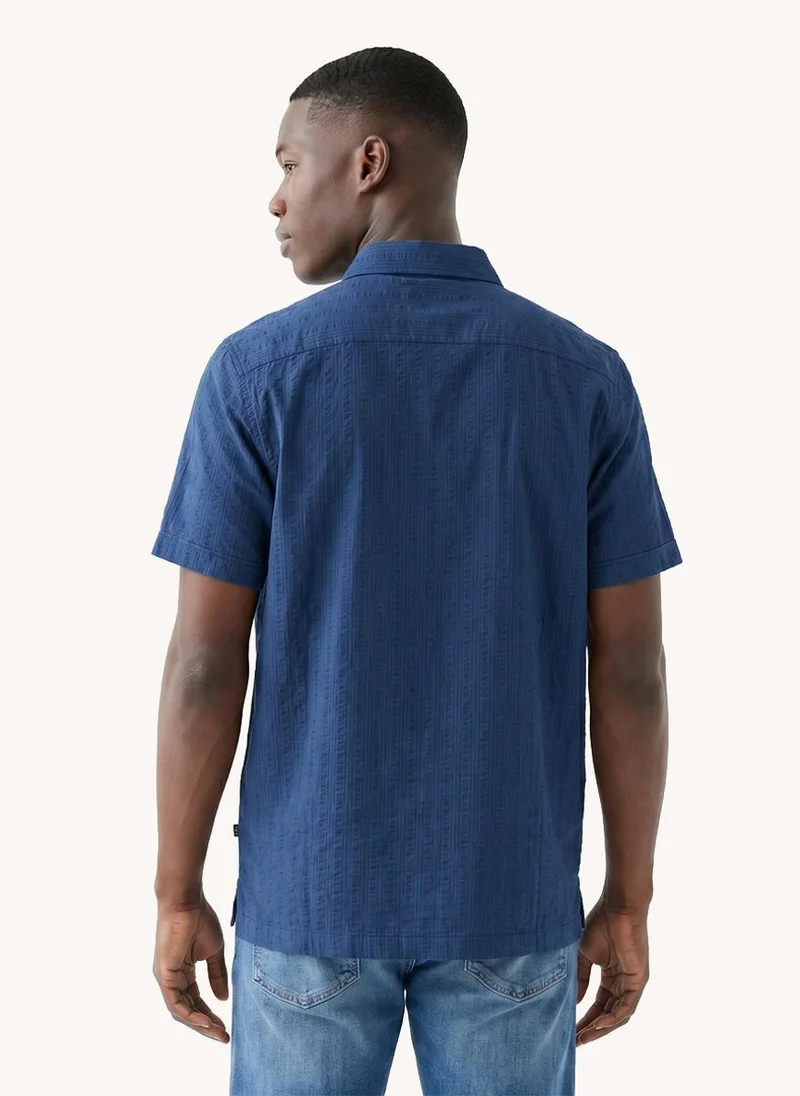Nautica  Men Regular Fit Knitted Shirt for Comfortable Styling - Navy for Men | Best Price UAE
