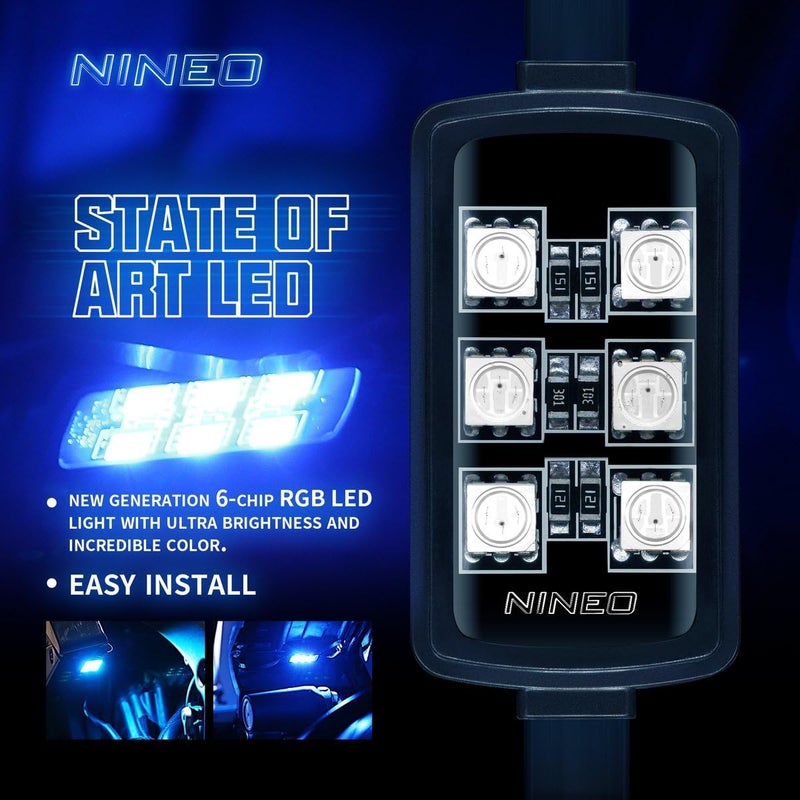 NINEO 8PCS Motorcycle RGB Led Light Kit, Multi-Color Atmosphere Underglow Lights with Memory Function and Red Brake Light, Fit for Most Family Motorcycles Carts Trikes ATV UTV - Image 2