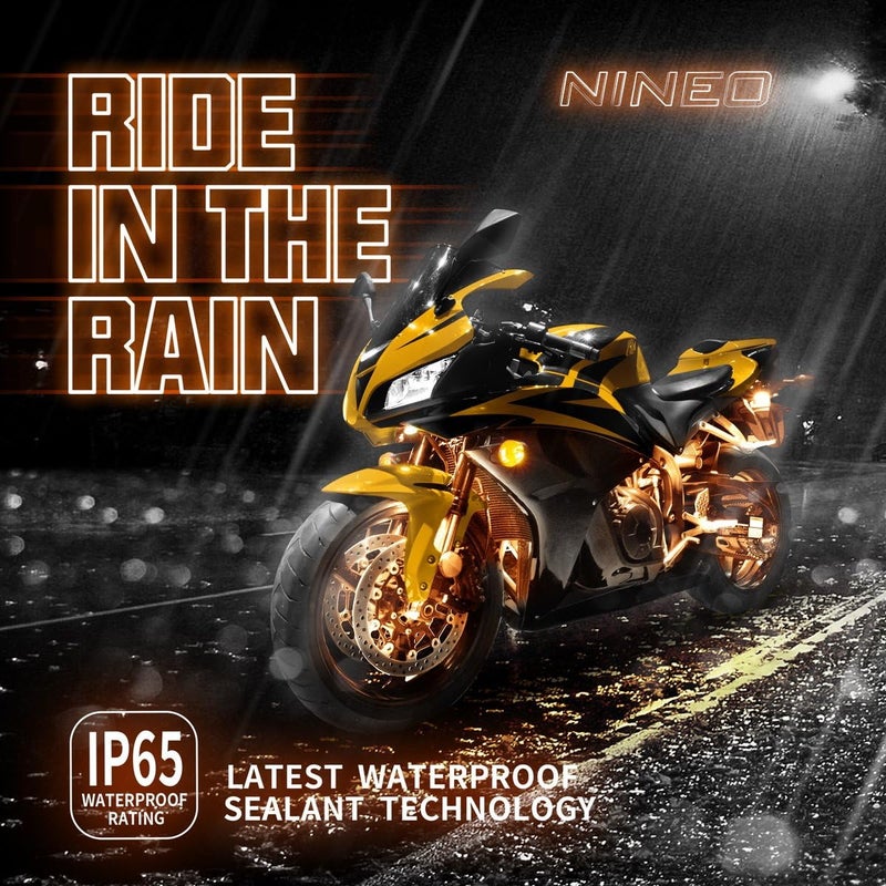 NINEO 8PCS Motorcycle RGB Led Light Kit, Multi-Color Atmosphere Underglow Lights with Memory Function and Red Brake Light, Fit for Most Family Motorcycles Carts Trikes ATV UTV - Image 3