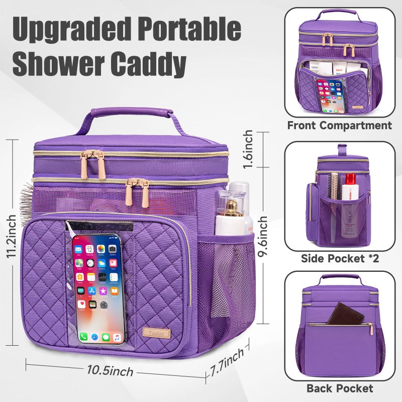 Tealari Large Toiletry Bag for Women Men,Bathroom Bag,Water Resistant Shower Bag,Makeup Bag,Portable Shower Caddy for College Dorm,Hanging Travel Toiletry Bag with Transparent Waterproof Phone Pocket - Image 4