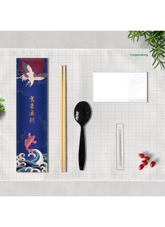 Generic Factory Disposable Chopsticks Four-piece Kraft Paper Tableware Set Takeaway Tableware Package Set Four-in-one Logo-Color:Jinlu Composite Film Three-sided Seal Twin Chopsticks KFC Spoon 300 Sets  - Image 4