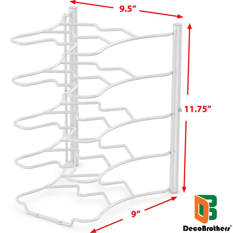 Deco Brothers Pan Organizer Rack for Kitchen Cabinet and Counter, White - Image 2
