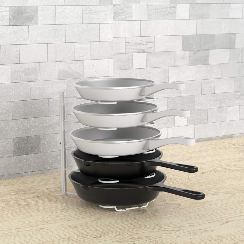 Deco Brothers Pan Organizer Rack for Kitchen Cabinet and Counter, White - Image 3