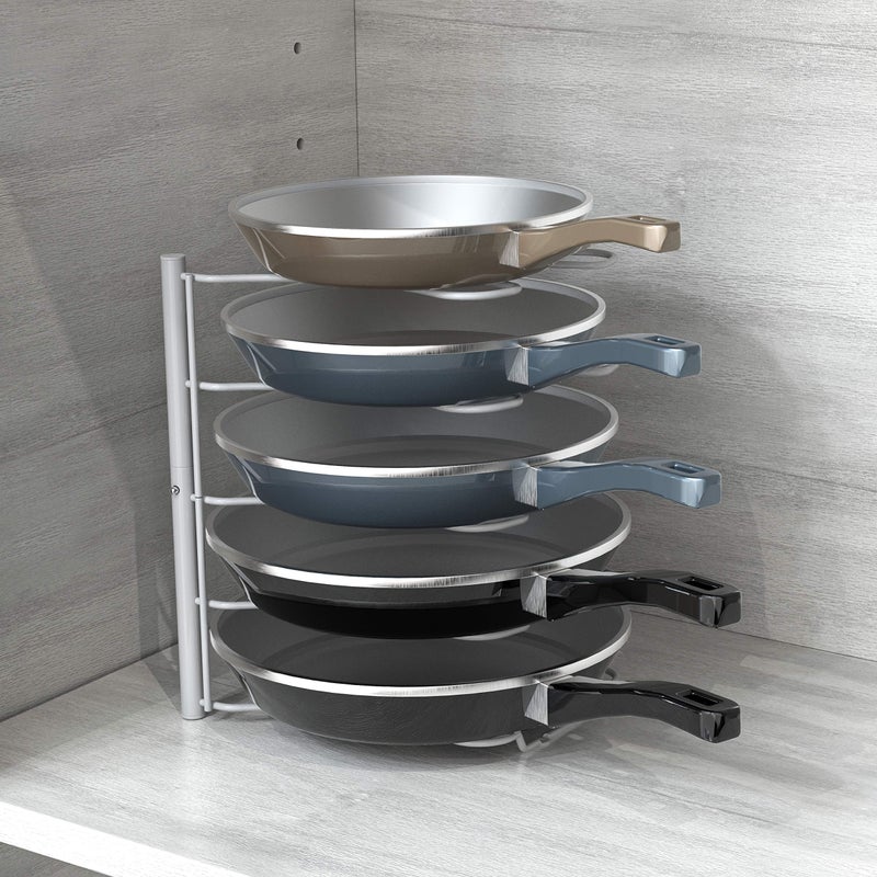 Deco Brothers Pan Organizer Rack for Kitchen Cabinet and Counter, White - Image 4