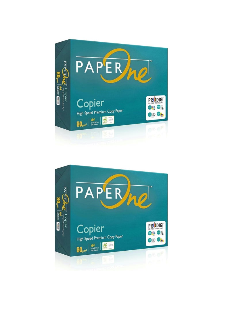 PaperOne - PaperOne Copier Premium Copy Paper, 80 GSM, A4 Size, 500 sheets ream Pack of 2 - Image 1