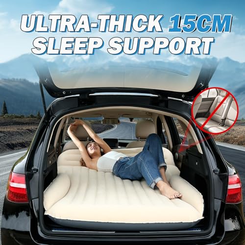 Ciremiv Car Bed with The Most Complete Sleeping Accessories|Leakproof Comfortable Durable Car Mattress|Built-in Pillow with Pump Air Mattress|for SUV Minivan Mpv Road Trip Inflatable Bed - Image 4
