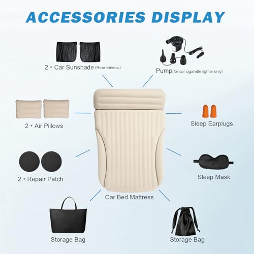 Ciremiv Car Bed with The Most Complete Sleeping Accessories|Leakproof Comfortable Durable Car Mattress|Built-in Pillow with Pump Air Mattress|for SUV Minivan Mpv Road Trip Inflatable Bed - Image 2