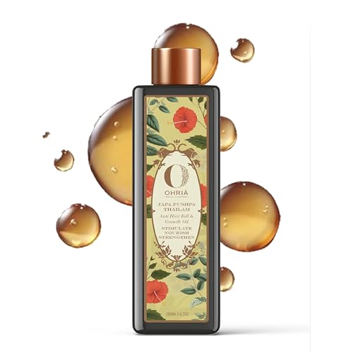 Ohria Ayurveda Japa Pushpa Thailam Hair Oil 200ml | Ayurvedic Herbal Hair Oil with Neelibhringadi, Hibiscus & Amla | Nourishes Scalp, Strengthens Hair & Enhances Shine for All Hair Types - Image 1