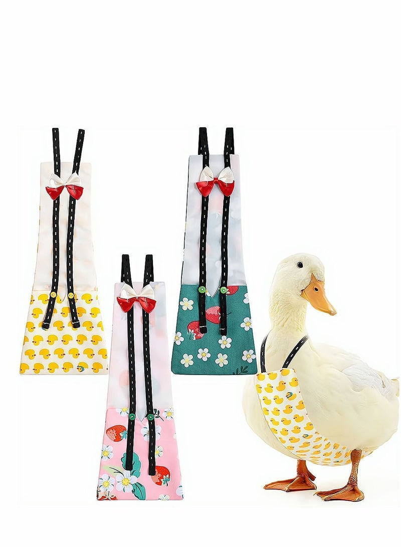 Y&D Pet Chicken Diapers, Duckling Adjustable Reusable Goose Clothes Washable Diapers with Bow Tie for Farm Duck Hen Poultry, 3 Pieces - Image 1
