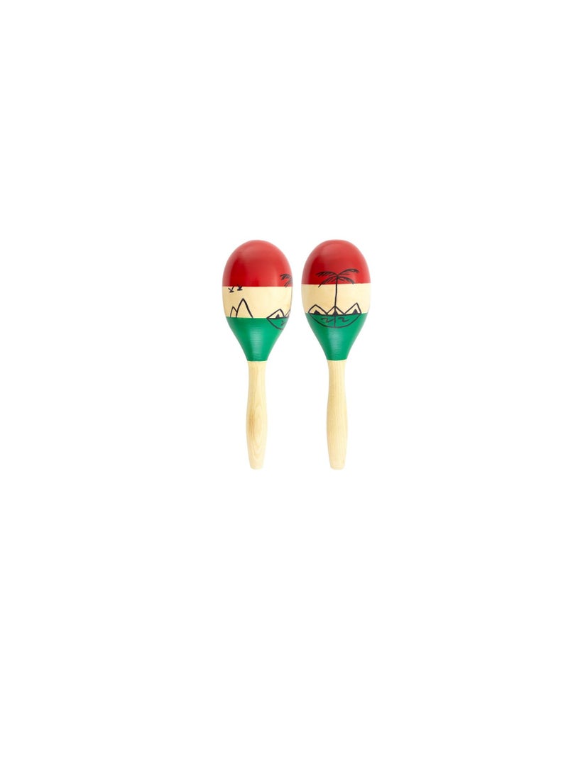 World Rhythm MAR56-NT Natural Hand Painted Wooden Maracas - Full Size Pair - Image 2