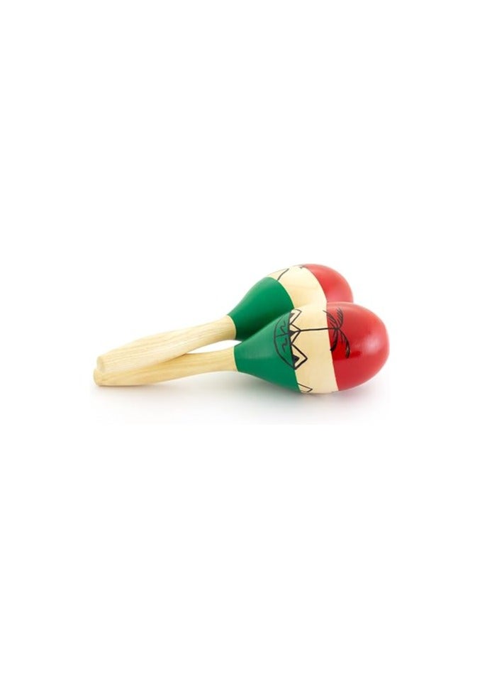 World Rhythm MAR56-NT Natural Hand Painted Wooden Maracas - Full Size Pair - Image 1