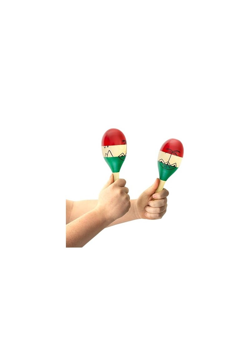 World Rhythm MAR56-NT Natural Hand Painted Wooden Maracas - Full Size Pair - Image 5