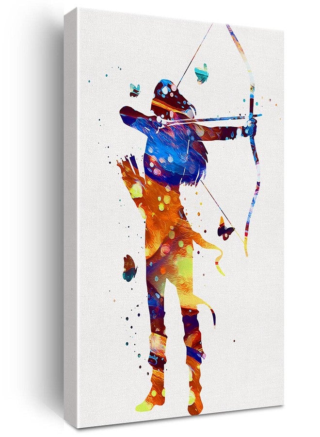 Nvhai Archer Girl Watercolor Wall Art Archery Female Woman Canvas Painting Prints for Home Wall Decor Framed Bowhunting Artwork Doctor Gifts(12x15 Inch) - Image 1