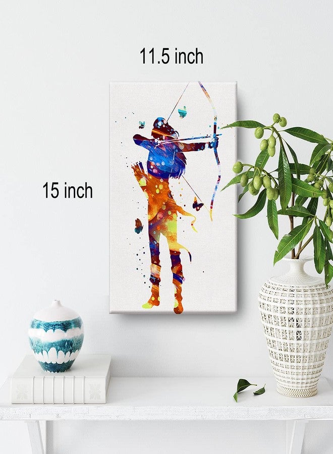 Nvhai Archer Girl Watercolor Wall Art Archery Female Woman Canvas Painting Prints for Home Wall Decor Framed Bowhunting Artwork Doctor Gifts(12x15 Inch) - Image 2