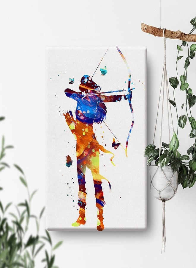 Nvhai Archer Girl Watercolor Wall Art Archery Female Woman Canvas Painting Prints for Home Wall Decor Framed Bowhunting Artwork Doctor Gifts(12x15 Inch) - Image 4