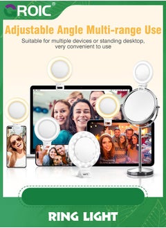 GROIC Ring Light, 3 Light Mode Selfie Rechargeable Large Capacity Battery Portable 60 LED Adjustable Brightness Clip on for Phone, iPad, Laptop, Makeup, TikTok, Photography, Vlog, YouTube  - Image 3