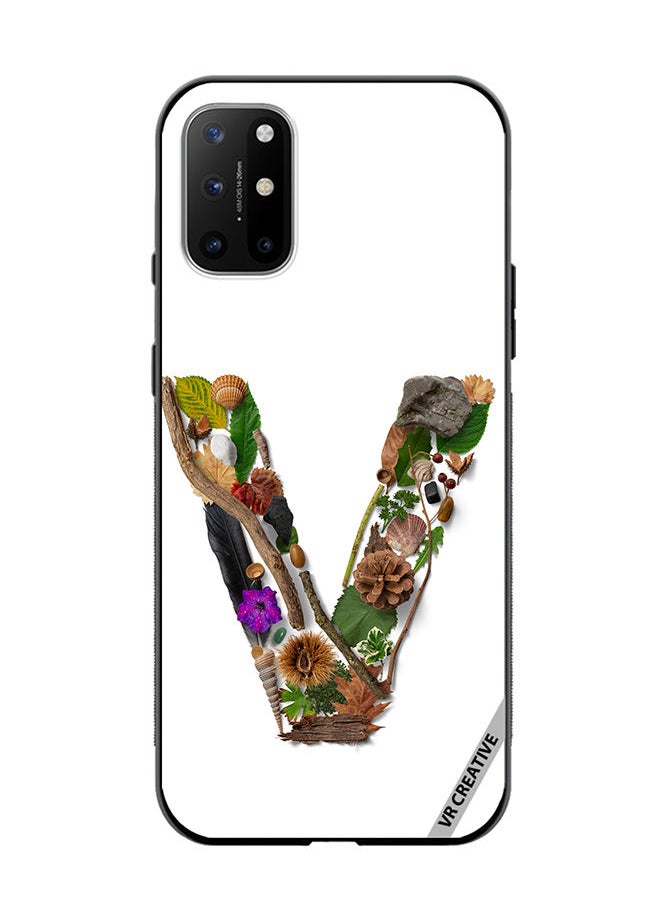 Protective Case Cover For OnePlus 8T Alphabet V Design Multicolour