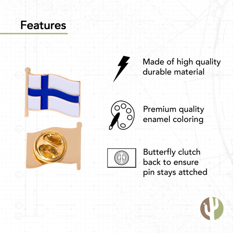 Desert Cactus Finland Lapel Pin Country Enamel Made of Metal Souvenir Hat Men Women Patriotic Finnish (Waving Flag Lapel Pin) - Image 3