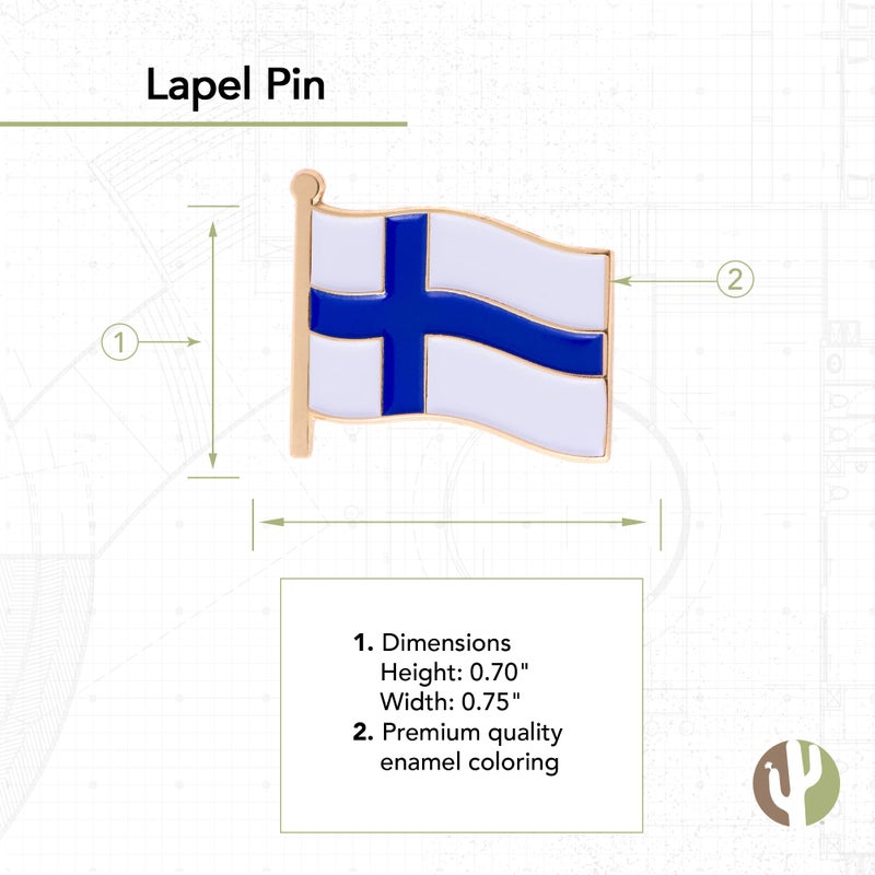 Desert Cactus Finland Lapel Pin Country Enamel Made of Metal Souvenir Hat Men Women Patriotic Finnish (Waving Flag Lapel Pin) - Image 2