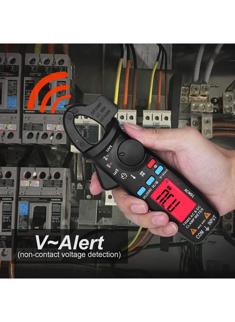 BSIDE ACM91 Clamp Multimeter Digital AC DC Current Clamp Meter True RMS Auto Range 6000 Counts 100 amp Mini Meter With Temperature Capacitance NCV Measure LoZ Volts  - Image 5