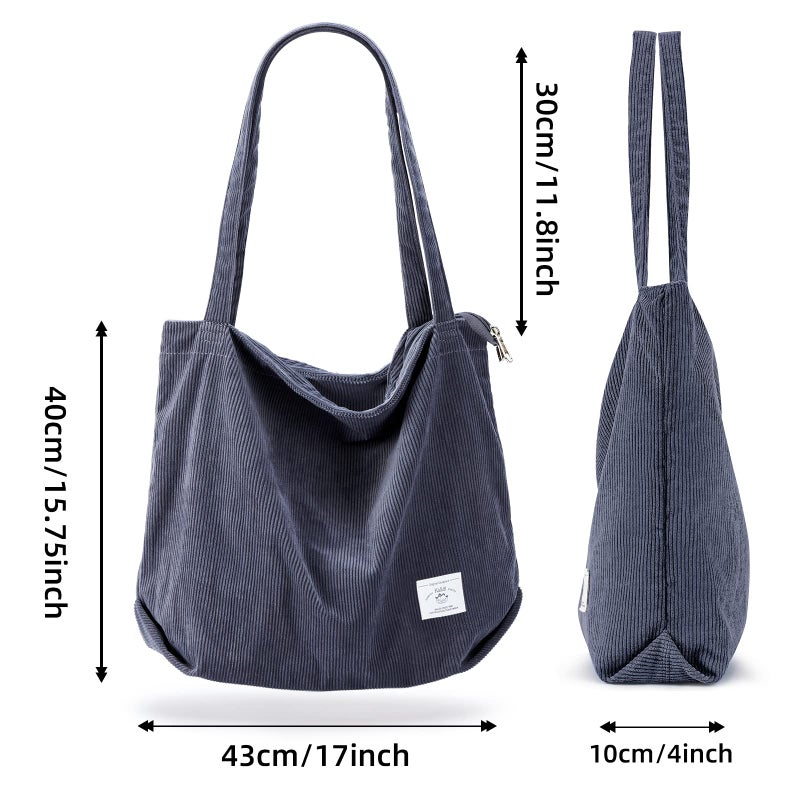 KALIDI FANCY FOREST KALIDI Large Totes Bag Women Corduroy Shoulders Handbag Lightweight Shopping Purse with Zipper Pockets - Image 2