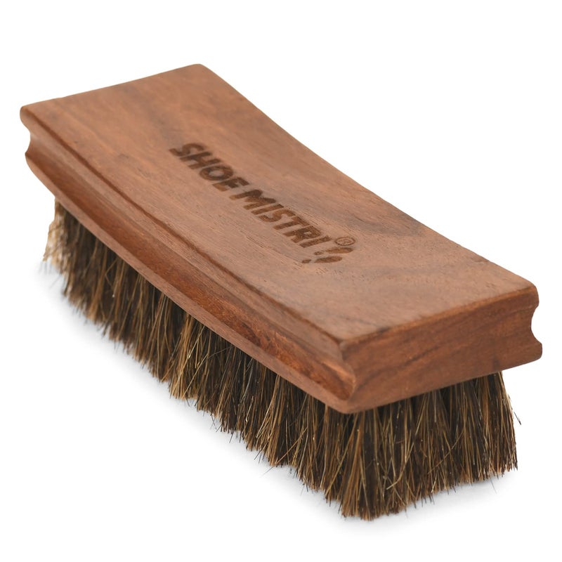 Shoe Mistri Shoe Brush Horsehair Curved Buffing Shinning Dusting Brush Shoe Polish Brush Concave Handle for Premium Grip Suitable for Brushing Polishing Buffing and Shining 14x45x45CMs - Image 2