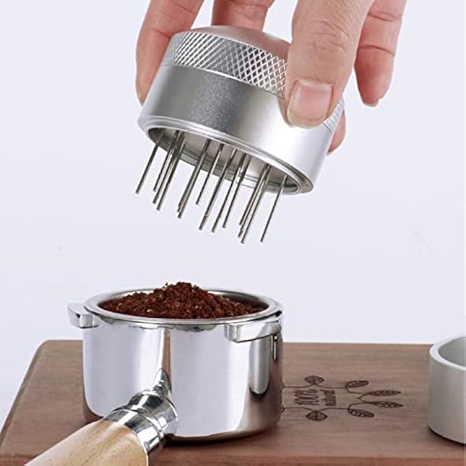 GLOGLOW Coffee Needle Distributor With Base Stainless Steel Hand Coffee Stirrer Tool Espresso Needle Stirrer For Even Extraction  Consistent Tamping Silver - Image 3