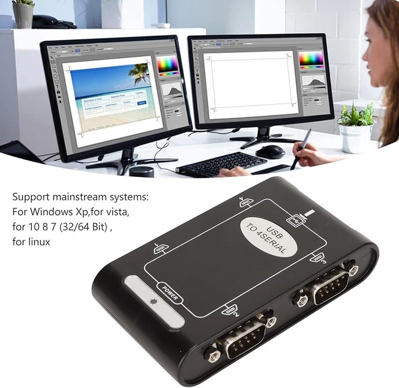 4 Port USB to RS232 Serial Adapter Hub with COM Port Retention Plug and Play for Windows 10 8 7 - Image 3