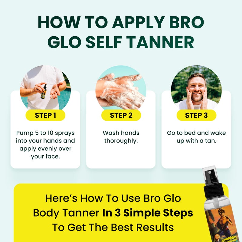 Bro Glo Self Tanner for The Boys - Quick Application Foam Mousse - Easy Sunless Tan For Your Face - Oil Free Water Based for Faster Skin Drying - Image 5