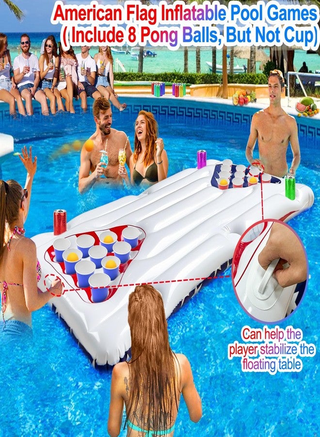AMENON 2 in 1 American Flag Pool Float & Pong Game Table with 8 Balls, 6x3 Ft Patriotic Inflatable Lounger for 4th of July Pool Parties, Summer Water Games and Adult Backyard BBQ Pool Party ((No Include Cup) - Image 5