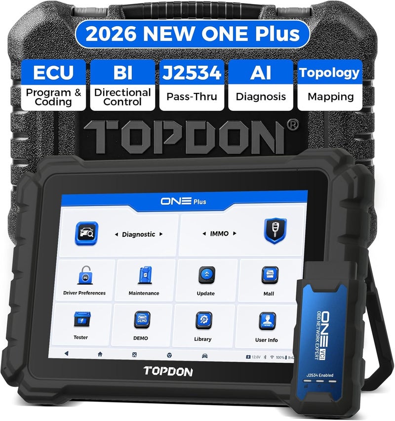 TOPDON ONE Plus Professional Automotive Diagnostic Scanner, ECU Programming, J2534 Pass-Thru, CAN-FD DoIP, 50+ Service Functions, Topology Mapping, IMMO, Android 12, 10.1 Inch Display - Image 1