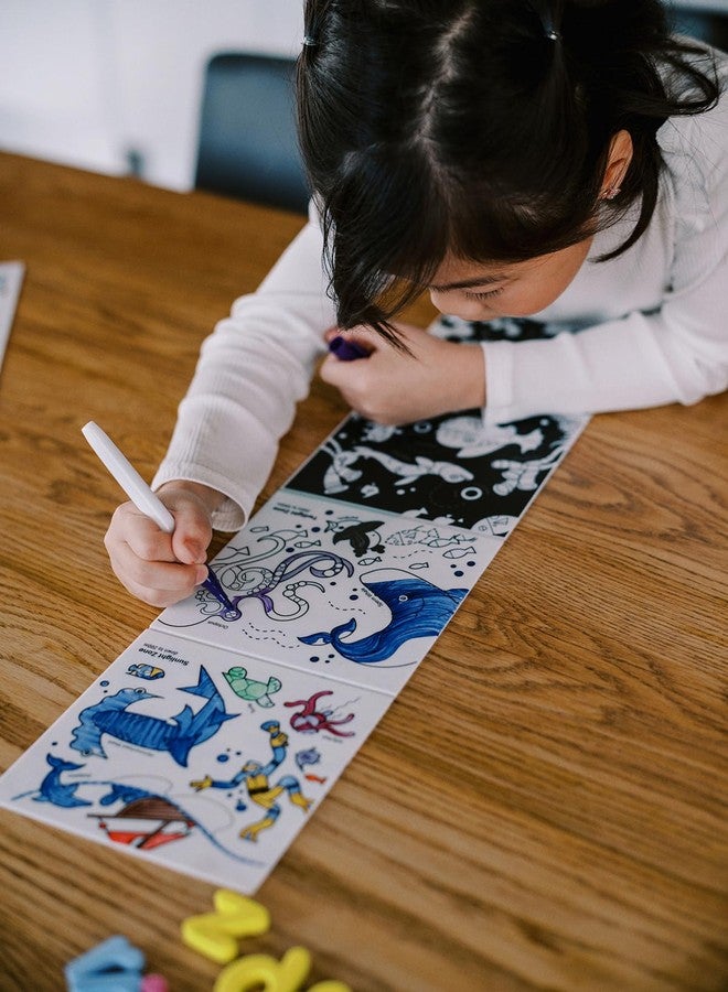 HeyDoodle Tales Foldout Book - Reusable Silicone Coloring Books for Kids Ages 3-7 with Flip Pages & Educational Themes - Coloring Kit Includes 12 Markers & Keepsake Box - Image 2