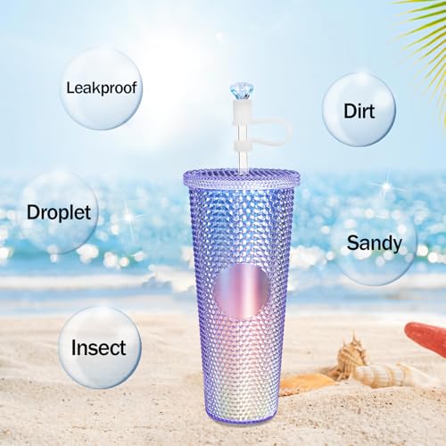 QUVIAE 4 Pack Straw Cover Compatible with Starbucks Cup, 7-8MM Diamond Shape Reusable Silicone Straw Topper Cap, Protector Lid with Cute Colorful Accessories - Image 3