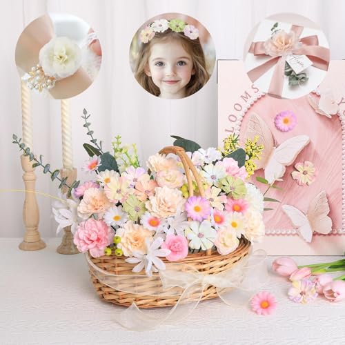 ATTGREAT 310Pcs Fake Flower Heads Mini Artificial Flower Bulk Silk Flowers for Decoration Small Faux Flower Heads Fabric Daisy Buds Floral for Crafts DIY Wedding Party Baby Shower Home Decor (Light Colors) - Image 3