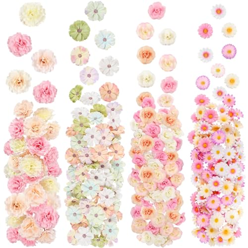 ATTGREAT 310Pcs Fake Flower Heads Mini Artificial Flower Bulk Silk Flowers for Decoration Small Faux Flower Heads Fabric Daisy Buds Floral for Crafts DIY Wedding Party Baby Shower Home Decor (Light Colors) - Image 1