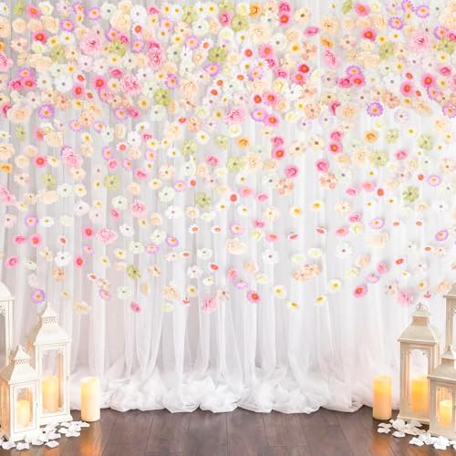ATTGREAT 310Pcs Fake Flower Heads Mini Artificial Flower Bulk Silk Flowers for Decoration Small Faux Flower Heads Fabric Daisy Buds Floral for Crafts DIY Wedding Party Baby Shower Home Decor (Light Colors) - Image 5