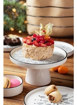 Kitchen Life - طقم فطور مكون من 11 قطعة لـ 6 أشخاص مع أطباق تقديم قائمة - طقم تقديم أبيض وأسود 19x19x11 سم - Image 1