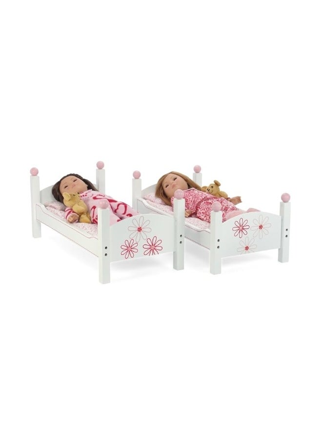 Emily Rose - Emily Rose Doll Bunk Bed, 18 Inch Doll Furniture Mini Baby Doll Stackable Bed, Wooden Doll Accessories Bunkbed Furniture Set, 18" Doll Bedding Toy Playsets - Compatible with 18" American Girl Dolls - Image 1