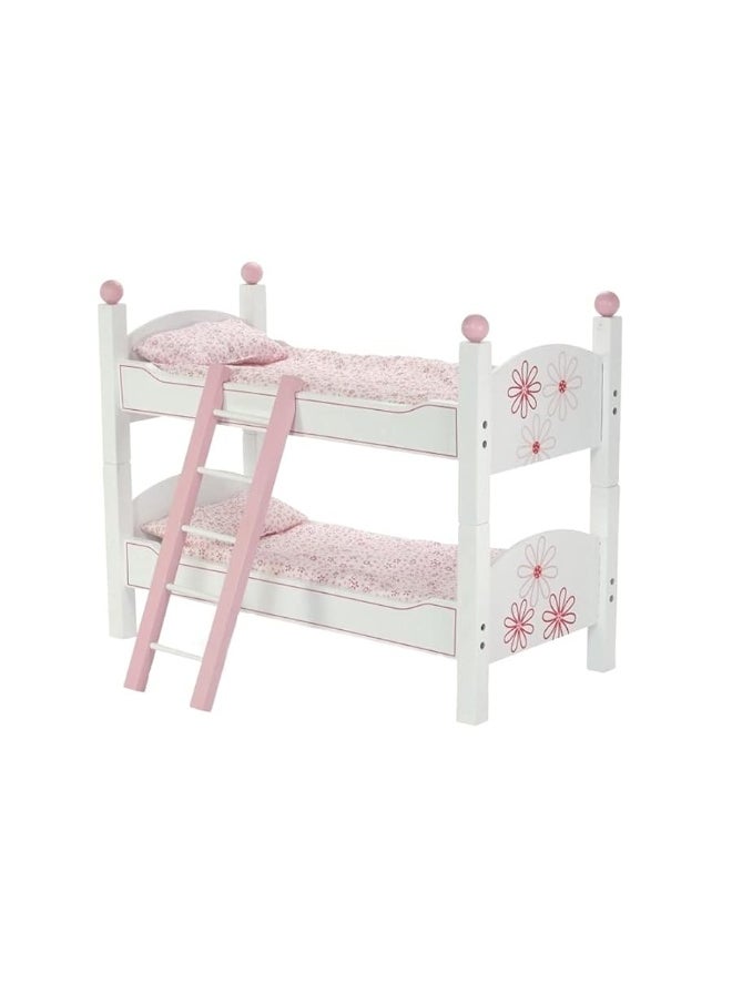 Emily Rose - Emily Rose Doll Bunk Bed, 18 Inch Doll Furniture Mini Baby Doll Stackable Bed, Wooden Doll Accessories Bunkbed Furniture Set, 18" Doll Bedding Toy Playsets - Compatible with 18" American Girl Dolls - Image 1