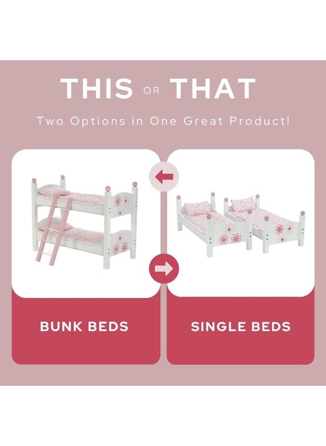 Emily Rose - Emily Rose Doll Bunk Bed, 18 Inch Doll Furniture Mini Baby Doll Stackable Bed, Wooden Doll Accessories Bunkbed Furniture Set, 18" Doll Bedding Toy Playsets - Compatible with 18" American Girl Dolls - Image 1